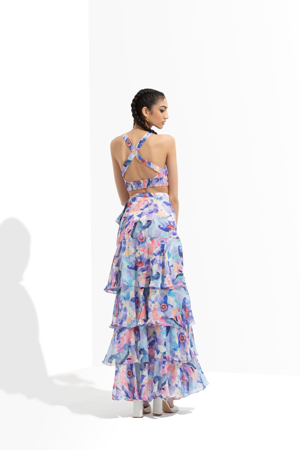 Matsu Printed Wrap Skirt Paired With Bustier