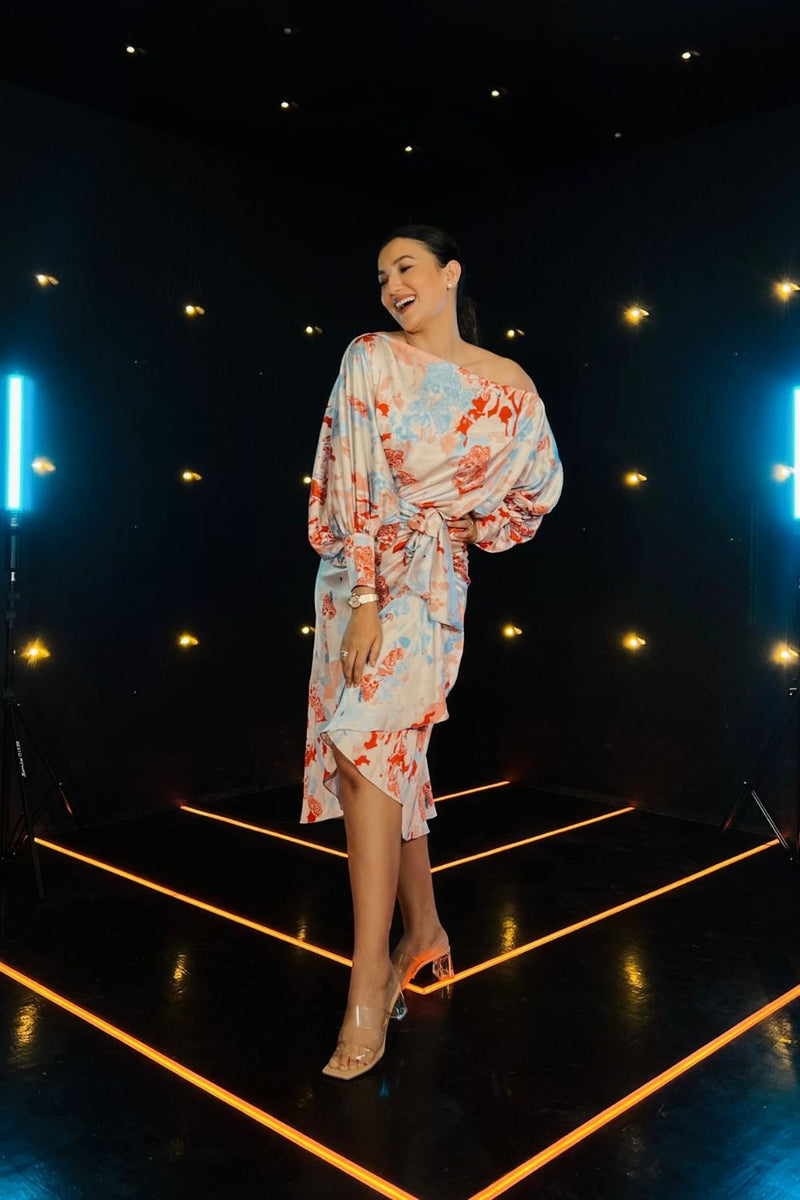 Gauahar Khan - Ivory printed wrap skirt set
