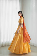 Lehenga set with printed blouse