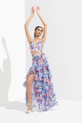 Matsu Printed Wrap Skirt Paired With Bustier