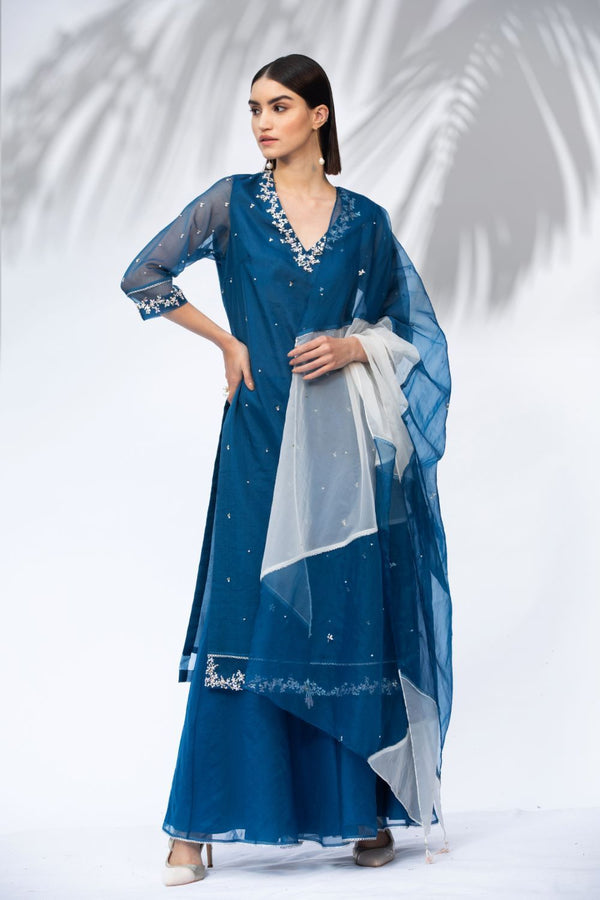Saphire Blue Kurta With  Palazzo Set