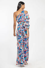 Chiffon Printed Jumpsuit With Belt