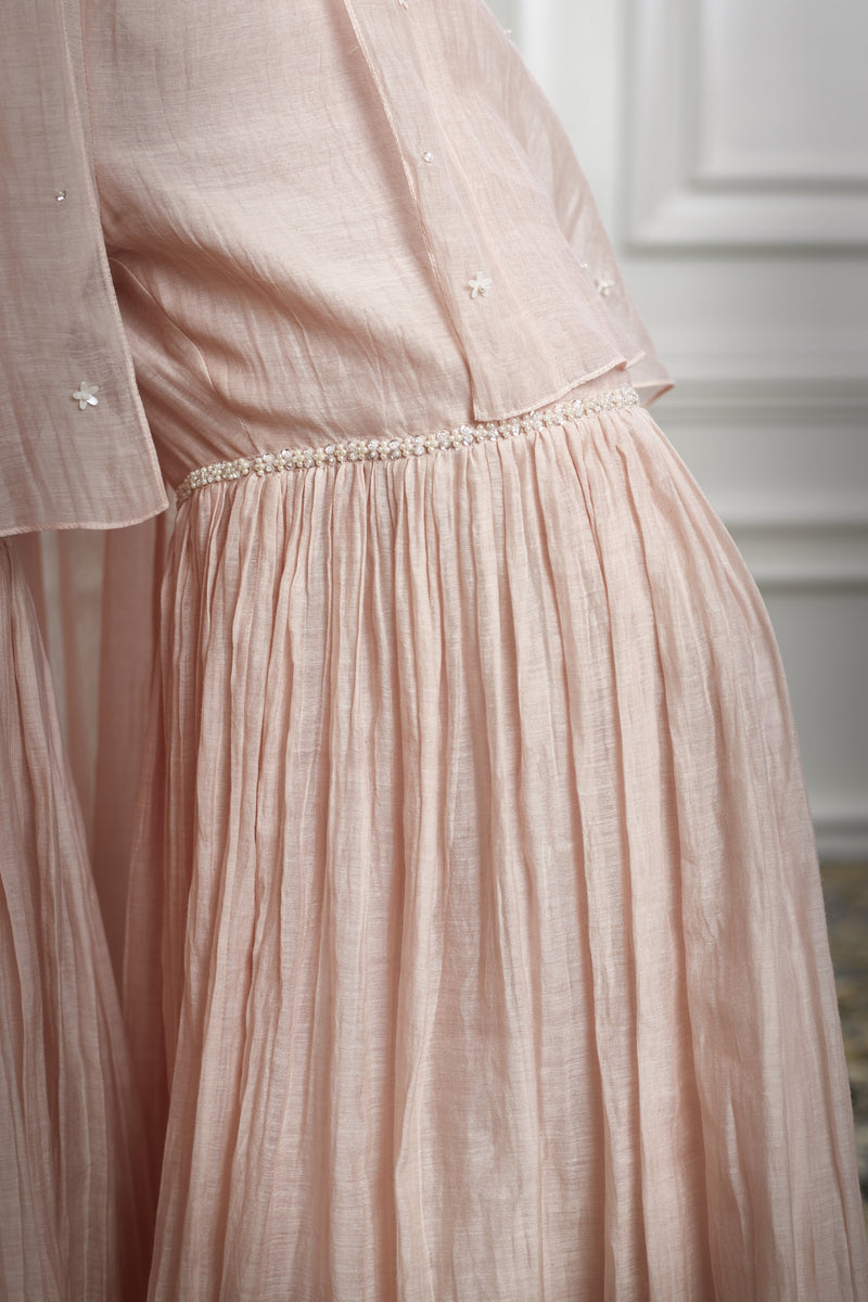Peach Dori Kurta Sharara Set