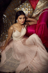 Peach Dori Kurta Sharara Set