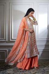 Ivory printed kurta sharara set