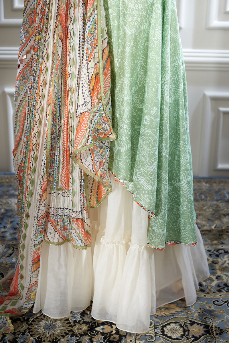 Embroidered asymmetric Kurta set