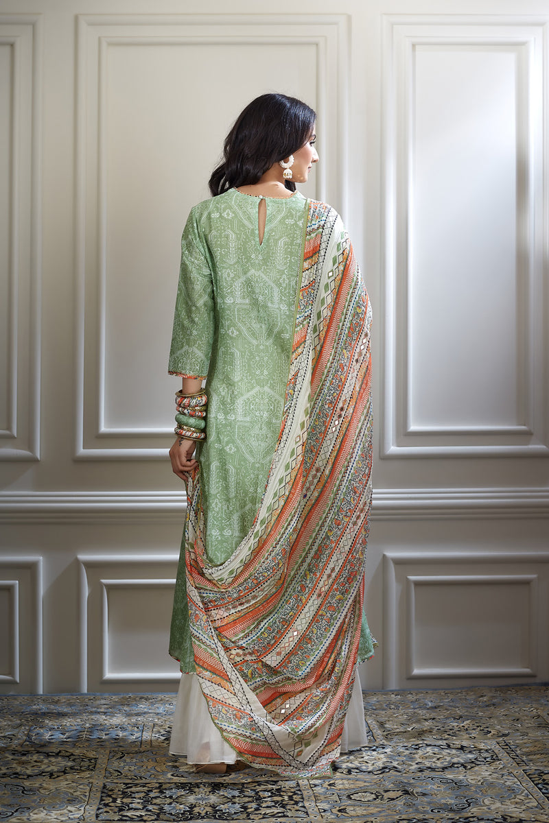 Embroidered asymmetric Kurta set