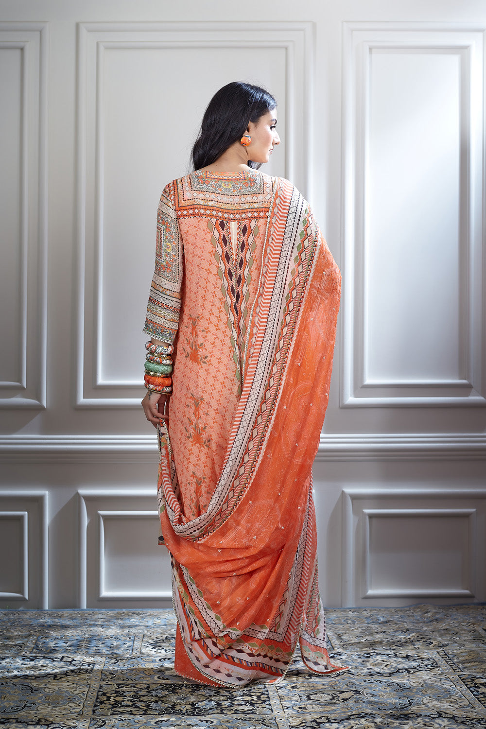 Printed tunic paired with a palazzo and  dupatta