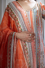 Ivory printed and mirror short kurta set