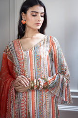 Ivory printed and mirror short kurta set