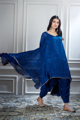 Printed Asymmetric tunic dhoti Set
