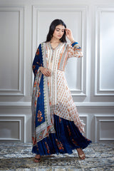 Ivory printed and mirror tunic Set
