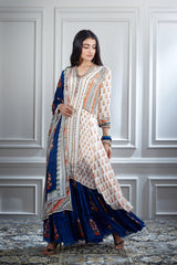 Ivory printed and mirror tunic Set