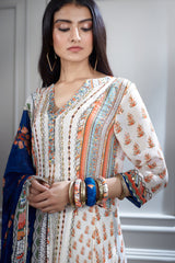Ivory printed and mirror tunic Set