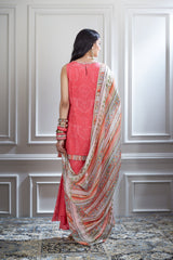 Printed layered short kurta and sharara Set