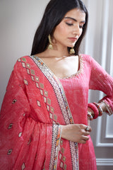 Printed and embroidered short kurta Set