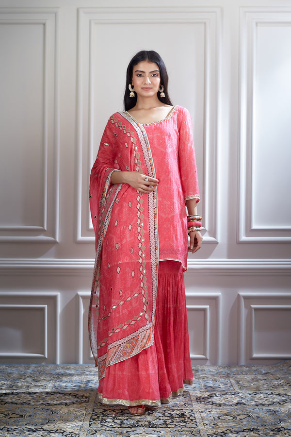 Printed and embroidered short kurta Set