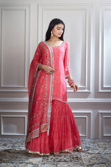 Printed and embroidered short kurta Set