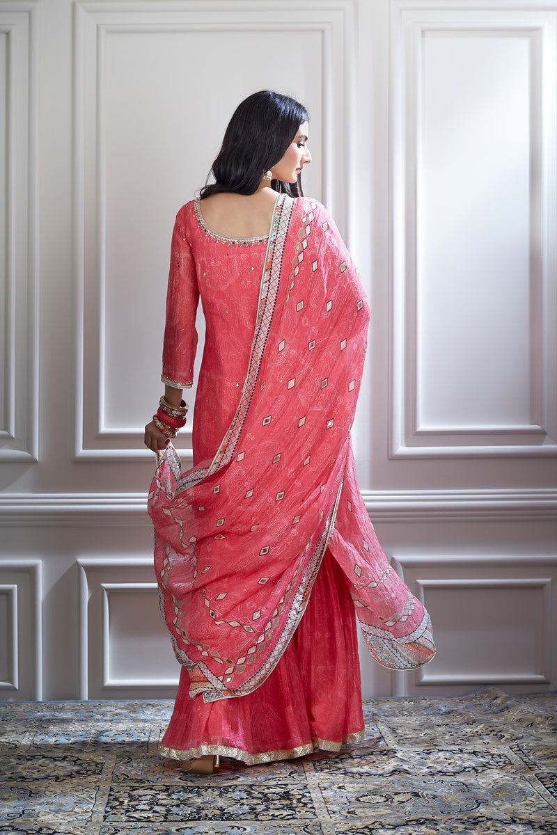 Printed and embroidered short kurta Set