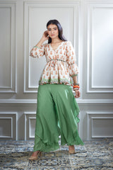 Printed Ivory Top & Sharara Set