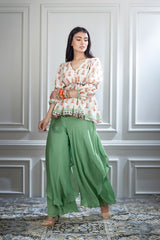 Printed Ivory Top & Sharara Set