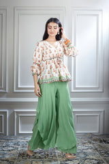 Printed Ivory Top & Sharara Set