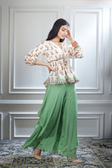 Printed Ivory Top & Sharara Set