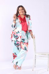 Archana Puran Singh - Green tropical pant suit