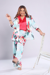 Archana Puran Singh - Green tropical pant suit