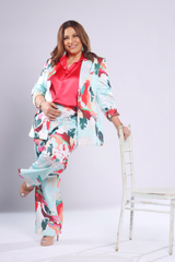 Archana Puran Singh - Green tropical pant suit