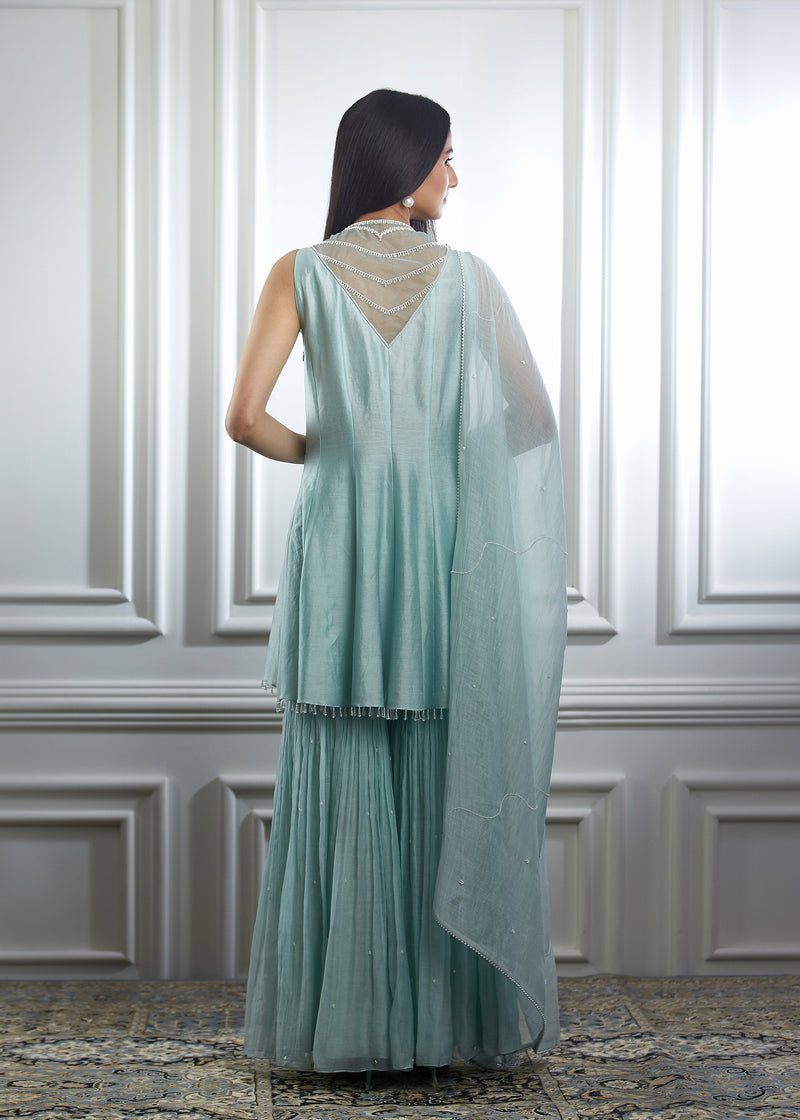 Aqua kurta sharara set