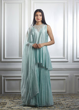 Aqua kurta sharara set