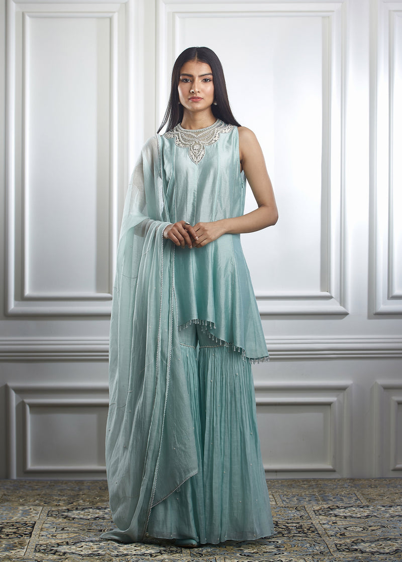 Aqua kurta sharara set