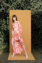 Maple leaves Printed wrap dress