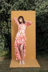 Maple leaves Printed wrap dress