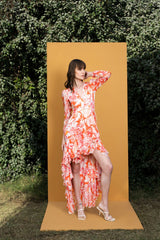 Maple leaves Printed wrap dress