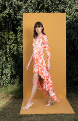 Maple leaves Printed wrap dress