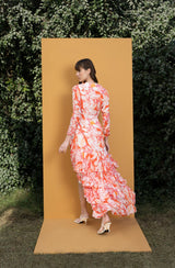 Maple leaves Printed wrap dress