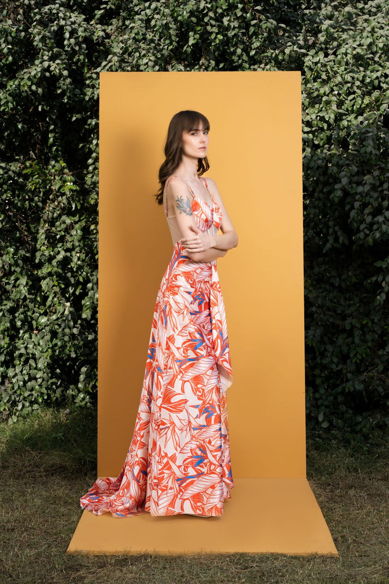 Willow Printed Satin long dress