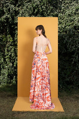 Willow Printed Satin long dress
