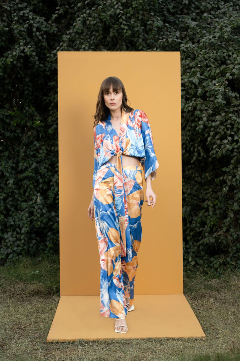 Hawaii printed wrap top and pants