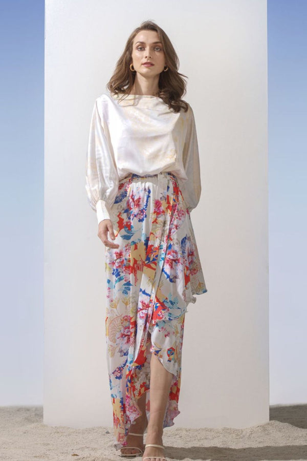 Satin multi overlap dress