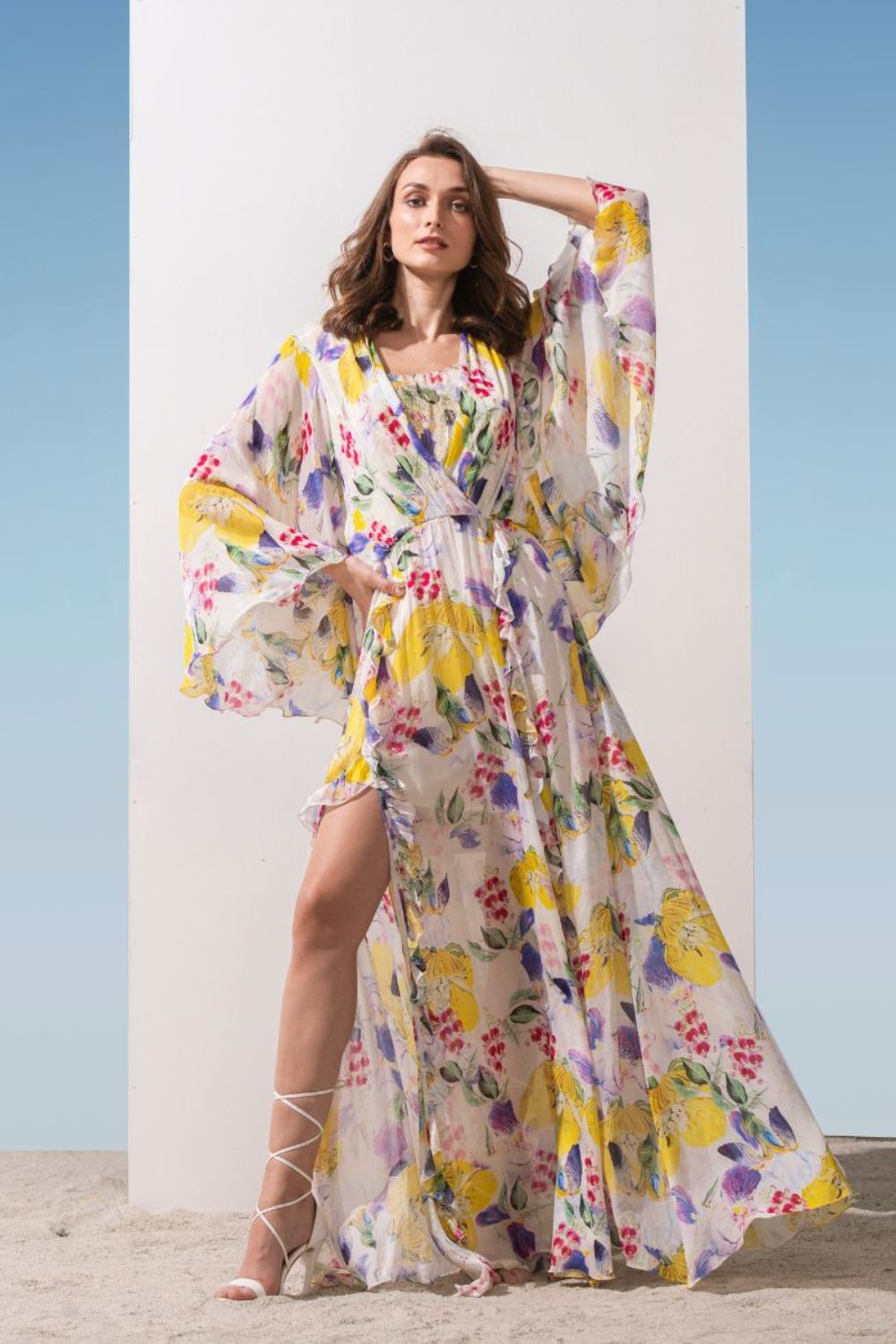 Yellow print sales maxi dress