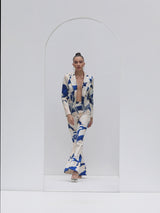 Mystic blue texture printed jacket Set